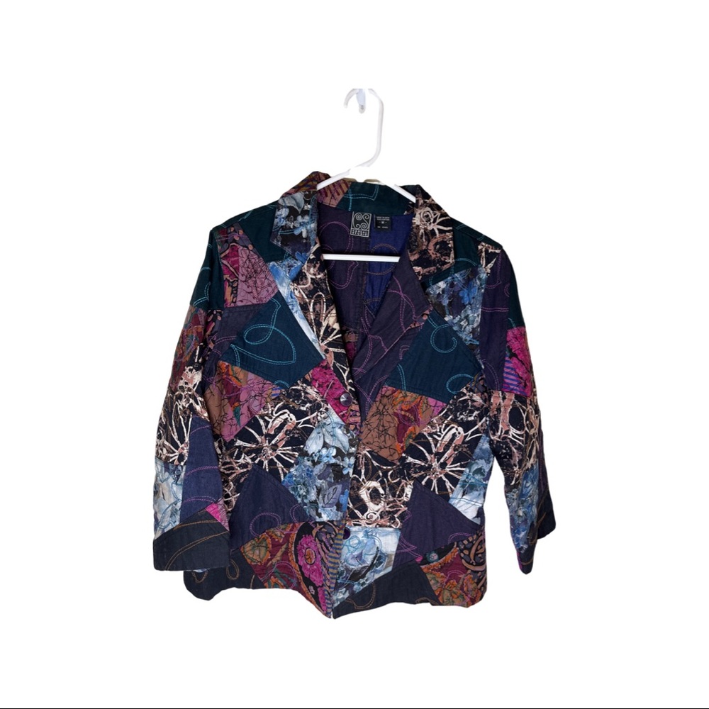 Casual Studio Patchwork Blazer Jacket Medium Mult… - image 1